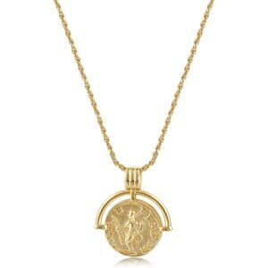 Dainty Layered Choker Necklace 18k gold Plated Y Pendant Commemorative coin Neck